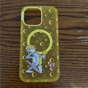 PopSocket Yellow Cartoon Bubble iPhone 14 Pro Max Case with Tom & Jerry
